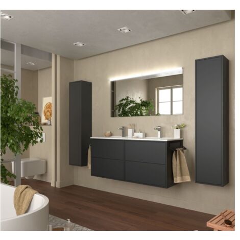 Mueble de baño suspendido de 60 cm con lavabo sobre encimera color griggio  Modelo Granada