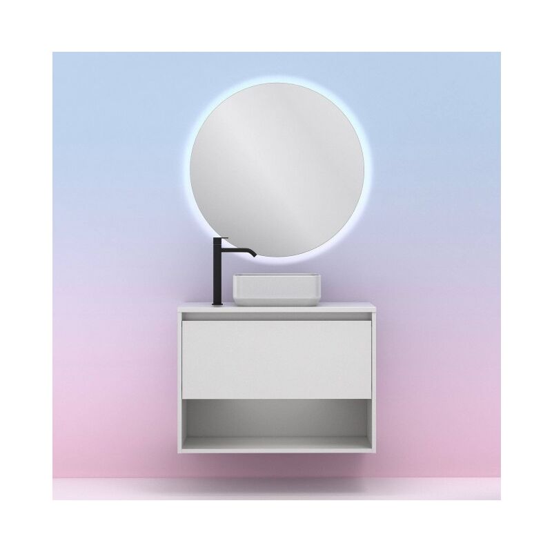 

Mueble de baño suspendido 80 cm Montana Blanco brillante con lavabo de encimera | Blanco - 80 cm - Standard