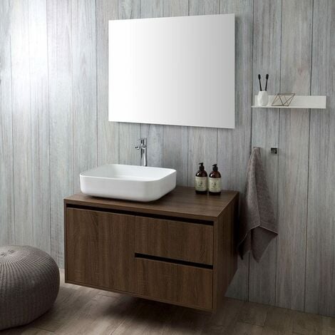 Hommoo Espejo de cuarto de baño madera maciza de nogal 60x12x62 cm