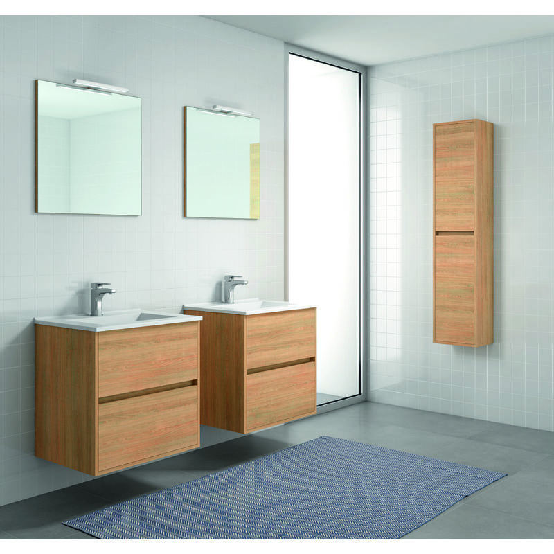 

Mueble de baño Suspendido con Lavabo de Porcelana - con 1 Cajón - El Mueble va MONTADO - Modelo SADO (60cms, Hera)