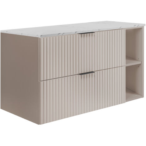 Mueble de baño suspendido, encimera de mármol blanco/cachemira impreso (MDF), 100 x 57 x 46 cm
