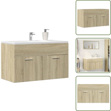 Mueble de baño - vidaXL Mueble de lavabo de baño madera roble Sonoma 90x38,5x46 cm - Armario de baño de madera