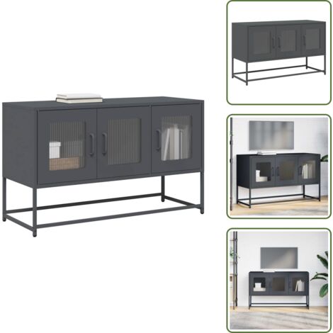 Mueble de baño - vidaXL Mueble de TV acero laminado en frío antracita 100,5x39x60,5 cm - Armario de cocina
