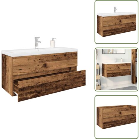 Mueble de baño - vidaXL Mueble lavabo con lavabo integrado y grifo madera vieja - Almacenamiento de baño