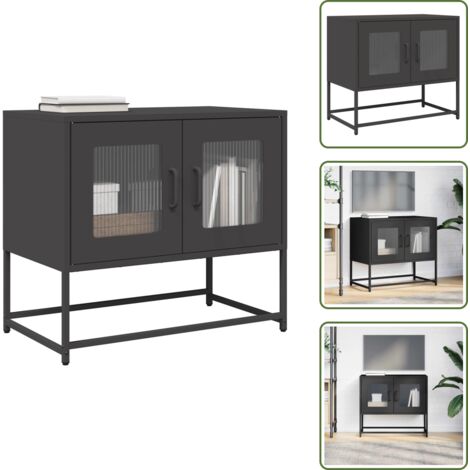 Mueble de baño - vidaXL Mueble para TV acero laminado en frío negro 68x39x60,5 cm - Armario de cocina