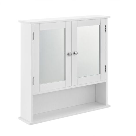 Mueble de baño vintage con espejo mueble de baño con puerta 3 superficies de almacenamiento MDF lacado 58 cm blanco 030000784