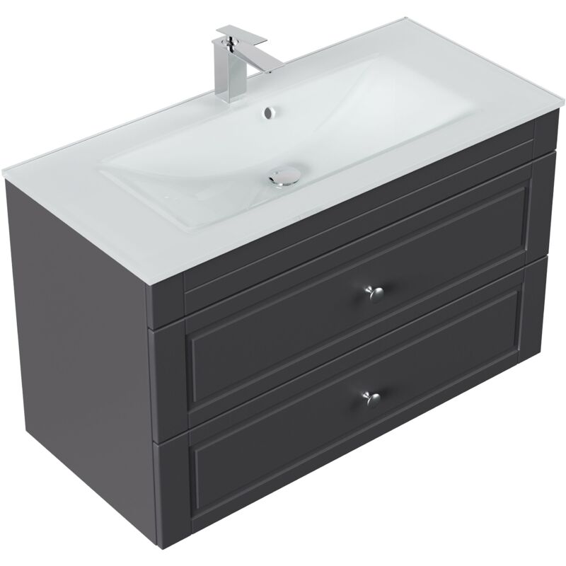 

Mueble de baño Vitro 1000 Cottage lavabo de cristal Antracita