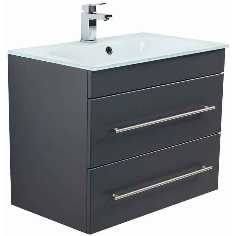 

Mueble de baño Vitro 750 con lavabo de cristal Antracita satinado