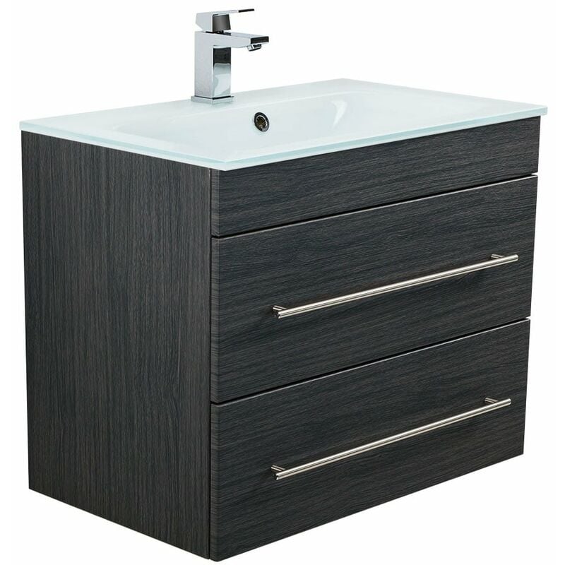 

Mueble de baño Vitro 750 con lavabo de cristal Antracita vetado