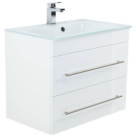 Mueble de baño Vitro 750 con lavabo de cristal Gris hormigón - Gris hormigón