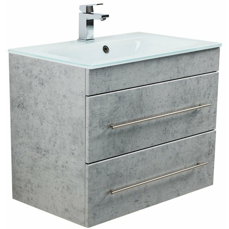 

Mueble de baño Vitro 750 con lavabo de cristal Gris hormigón