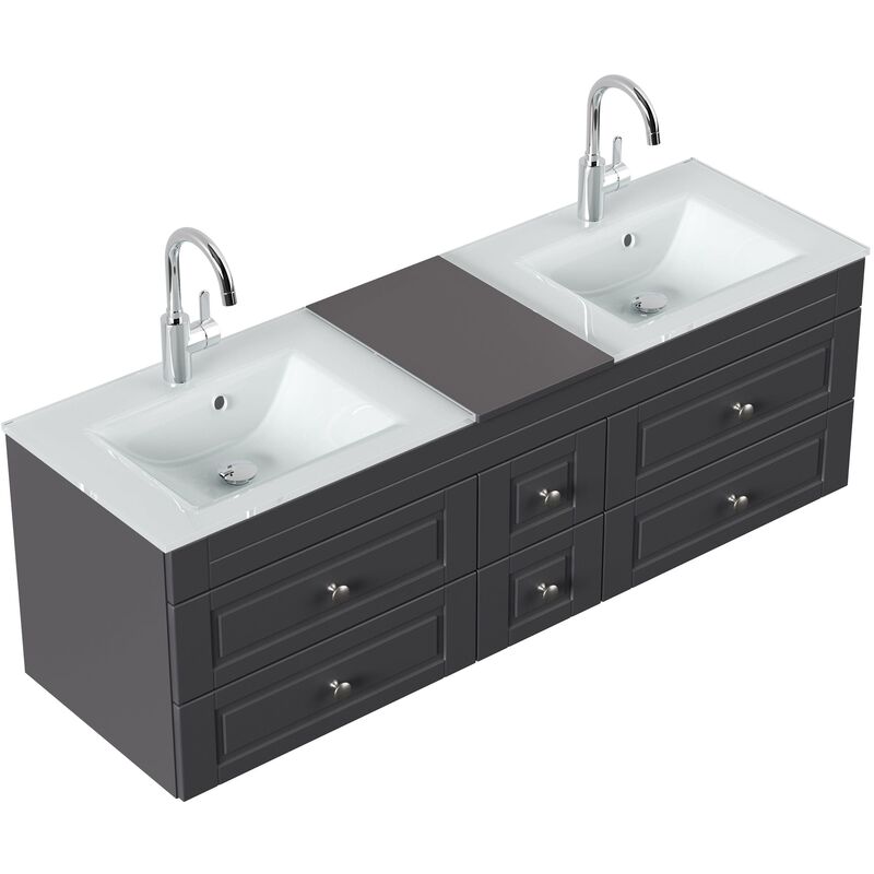 

Mueble de baño Vitro XL Cottage lavabo doble de cristal Antracita