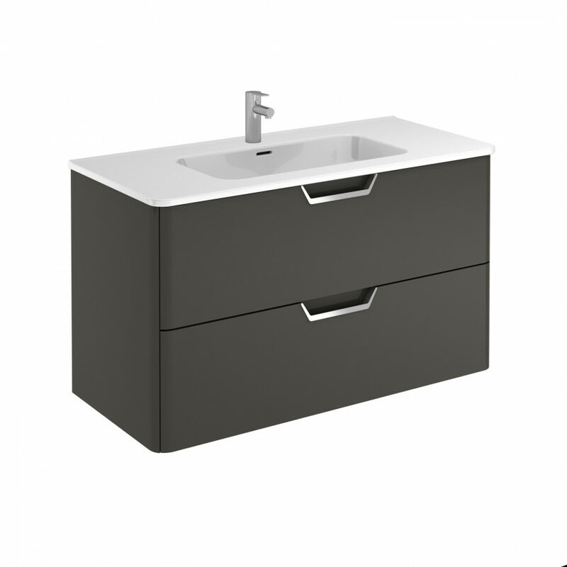 

Royo - Mueble de baño 100 Life con lavabo 2 Cajones Antracita brillo