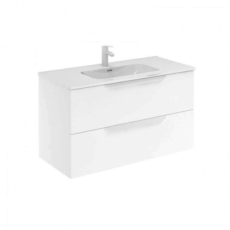 

Mueble de baño 100 Urban con Lavabo Enzo 2 cajones Blanco mate