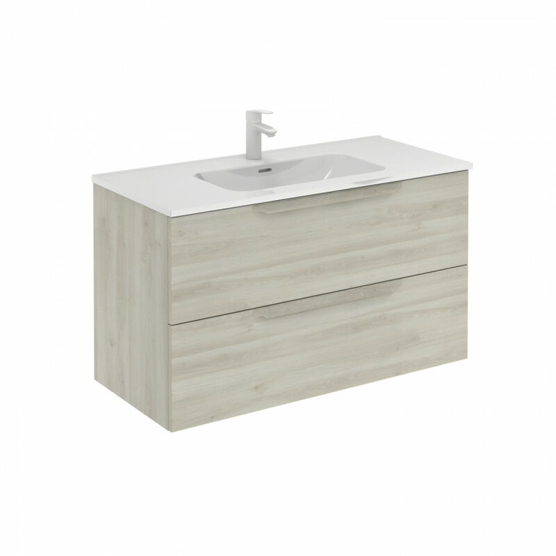 

Mueble de baño 100 Urban con Lavabo Enzo 2 cajones Blanco nature