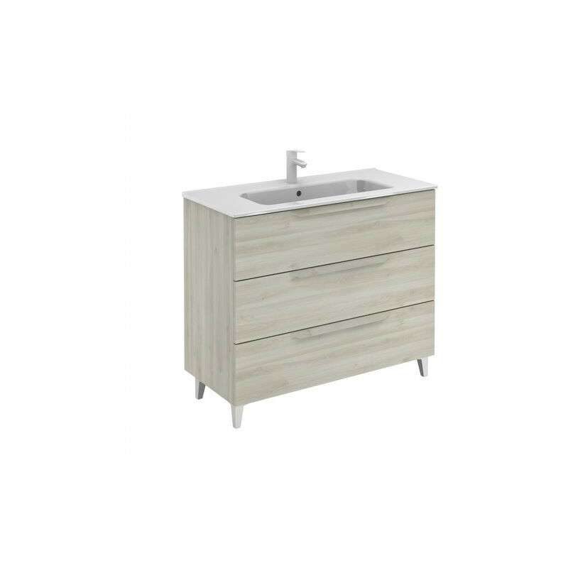 

Mueble de baño 100 Urban con Lavabo Slim 3 cajones Blanco nature