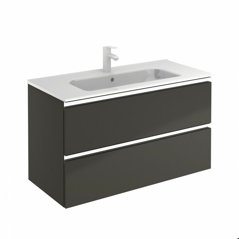 

Mueble de baño 100 Vida con Lavabo Slim 2 cajones Antracita brillo