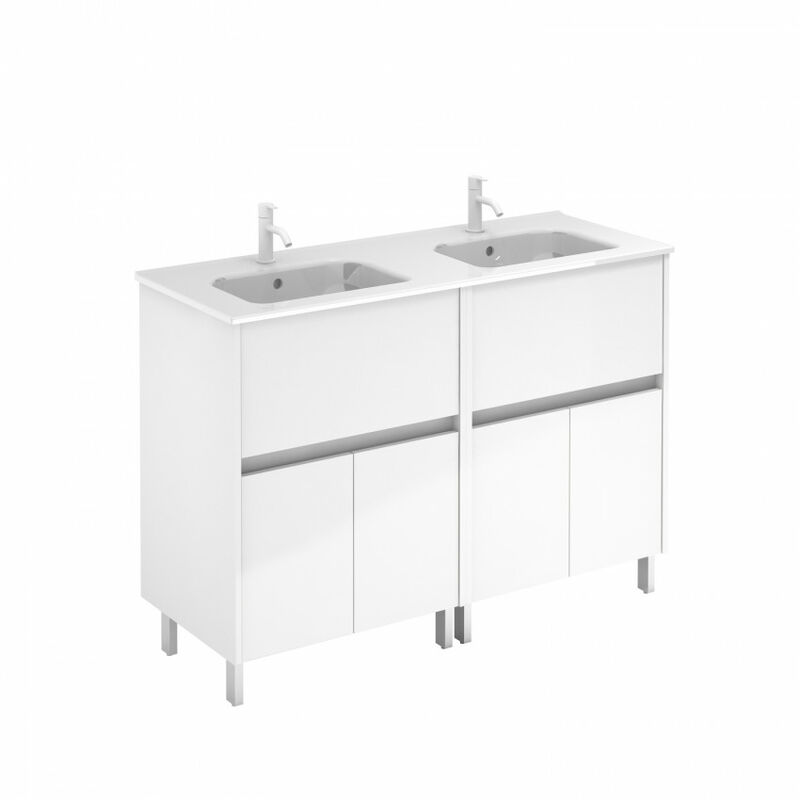 

Mueble de baño 120 Band con Lavabo Slim 2 cajones y cuatro puertas Blanco brillo - Royo