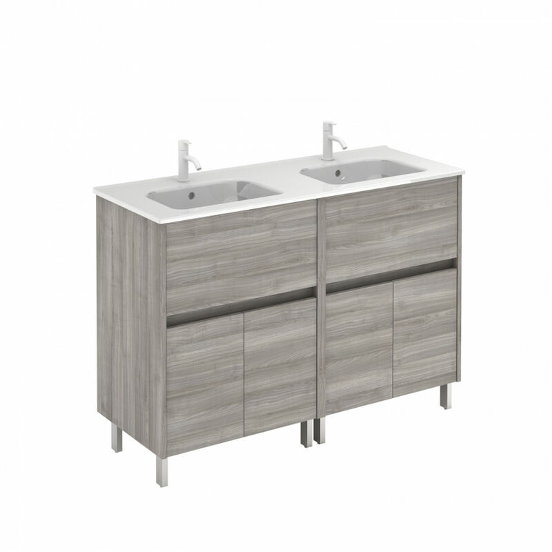 

Mueble de baño 120 Band con Lavabo Slim 2 cajones y cuatro puertas Gris arenado - Royo