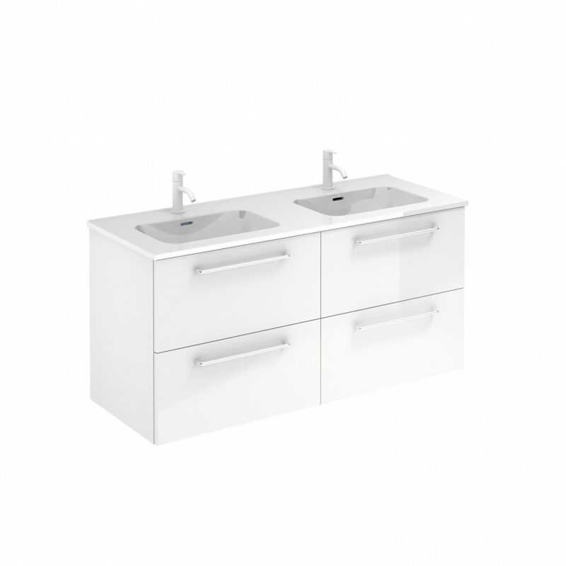 

Mueble de baño 120 Nisy con Lavabo Enzo 4 Cajones Blanco brillo - Royo