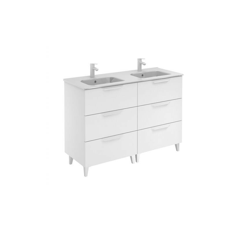 

Mueble de baño 120 Urban con Lavabo Slim 6 cajones Blanco mate