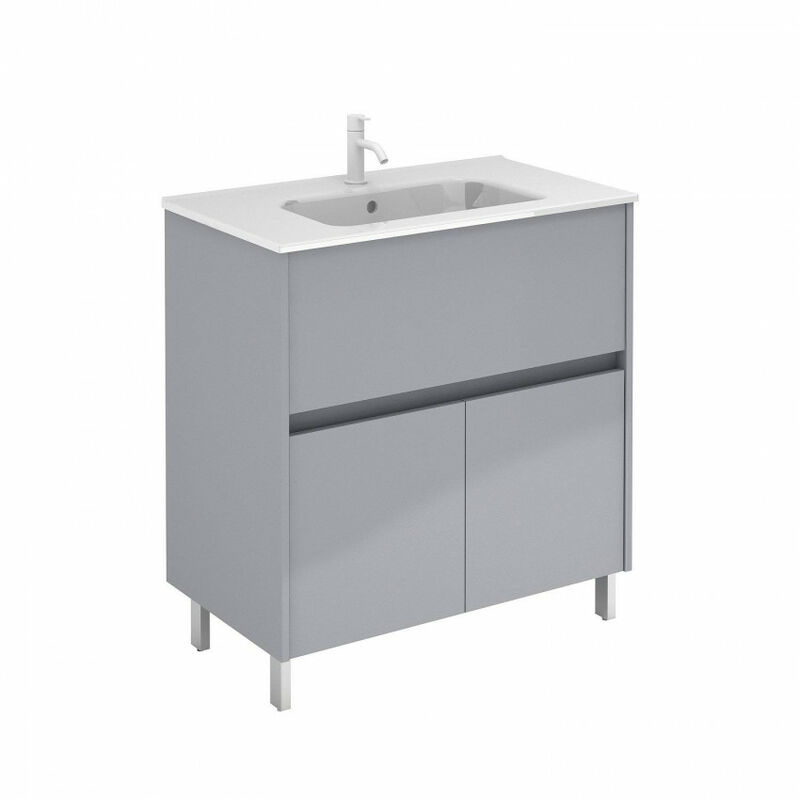 

Royo - Mueble de baño 60 Band con Lavabo Slim 1 cajón y dos puertas Galet brillo