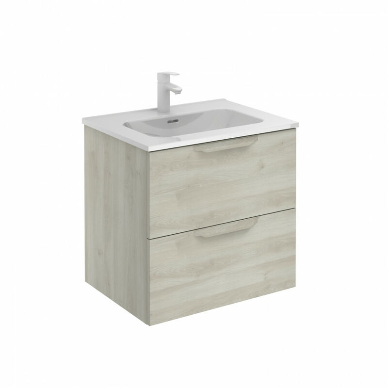 

Mueble de baño 60 Urban con Lavabo Enzo 2 cajones Blanco nature