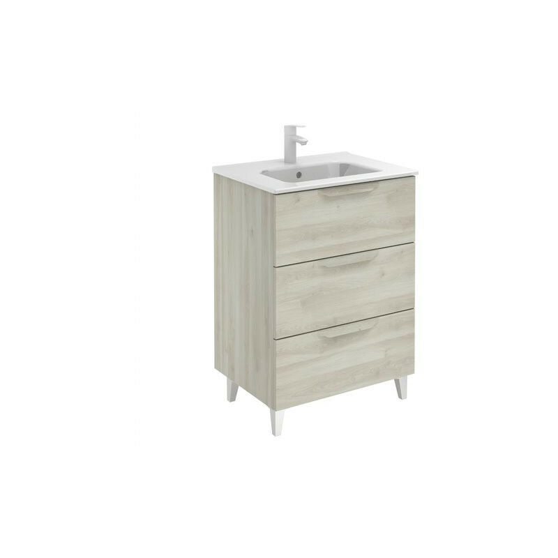 

Mueble de baño 60 Urban con Lavabo Slim 3 cajones Blanco nature