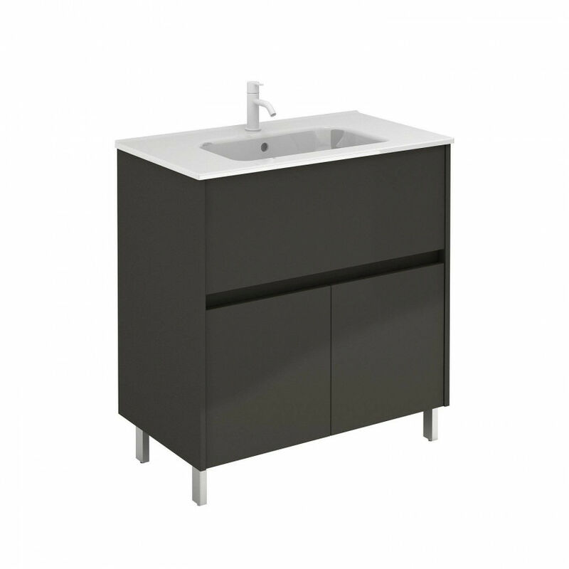 

Mueble de baño 70 Band con Lavabo Slim 1 cajón y dos puertas Antracita brillo - Royo