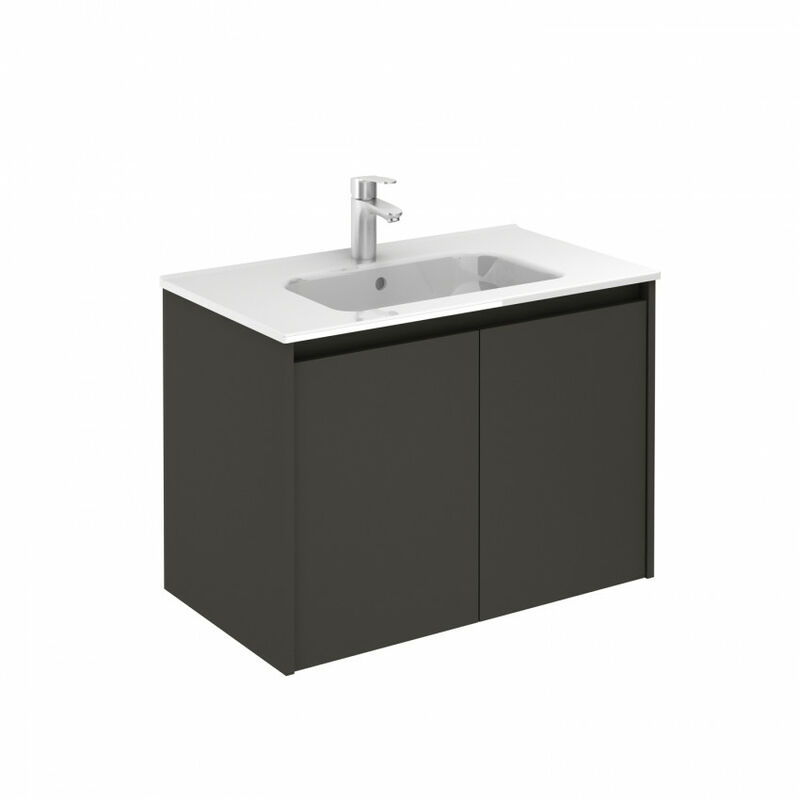 

Mueble de baño 70 Sansa con Lavabo Enzo 2 Puertas Antracita brillo