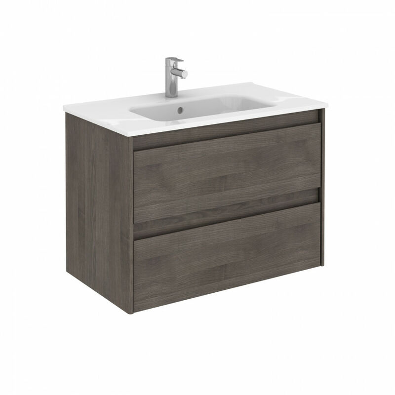 

Royo - Mueble de baño 80 Alfa con Lavabo Slim 2 Cajones Fresno samara