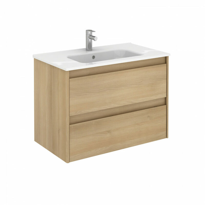 

Mueble de baño 80 Alfa con Lavabo Slim 2 Cajones Roble nórdico