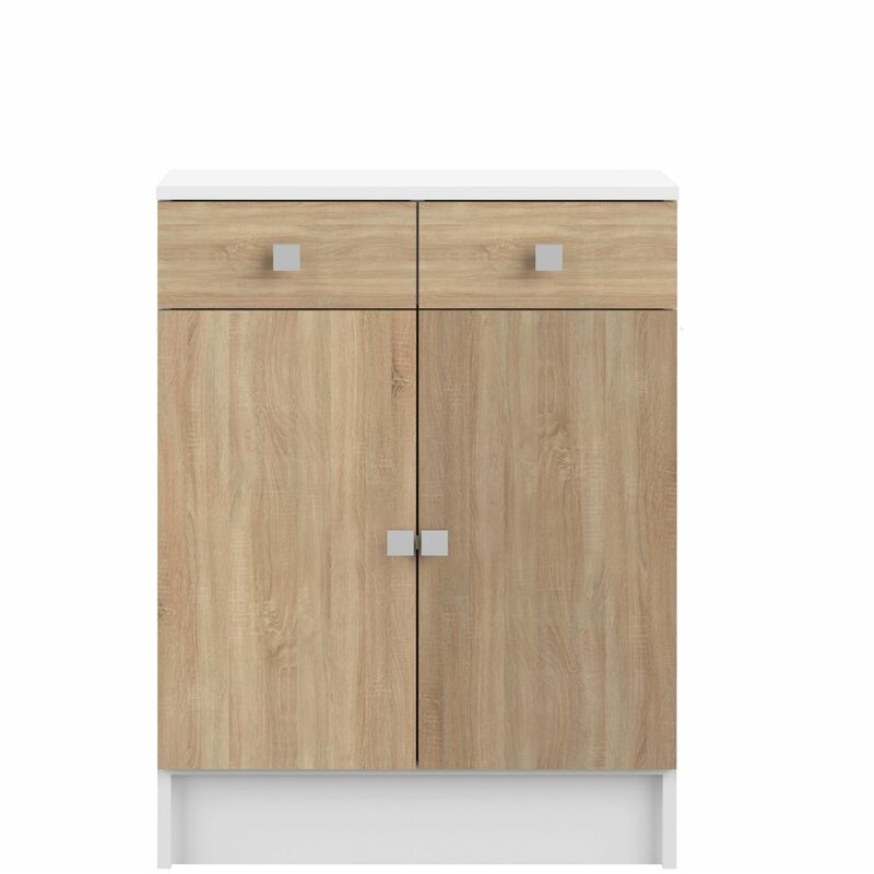 

Mueble de baño bajo COMBI blanco y roble natural, 60 x 29.6 x 81.5 - blanco y roble natural