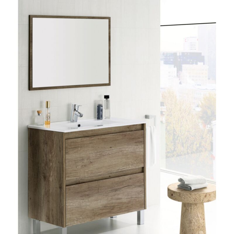 Tuttacasa - Mueble De Baño Dakota 2 Cajones Cm. 80x45x80 Roble