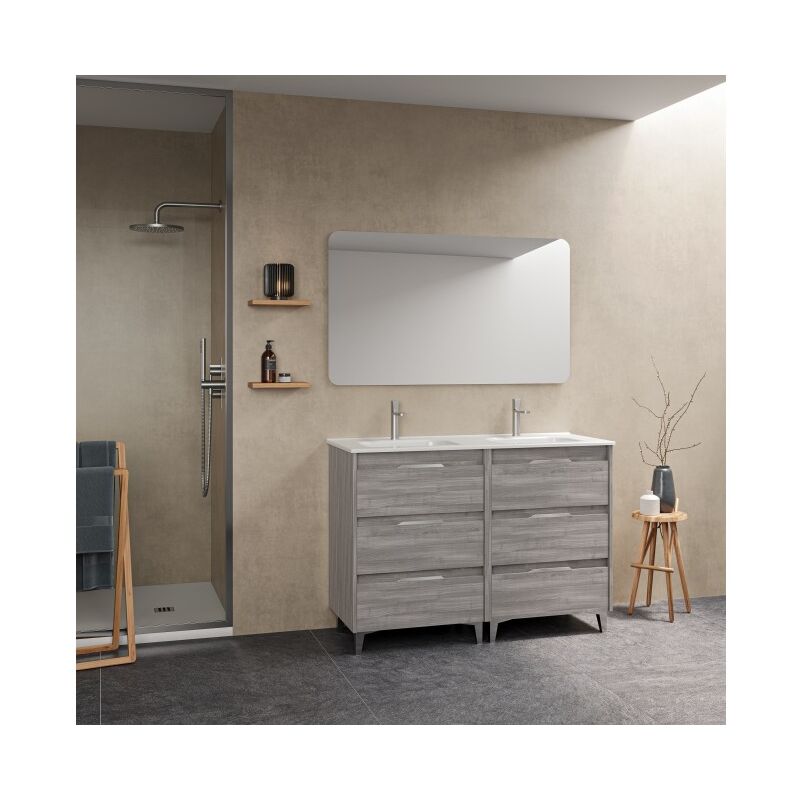 

Caesaroo - Mueble de baño de pie 120 cm Minnesota Gris arenado con lavabo | gris - Standard - 120 cm