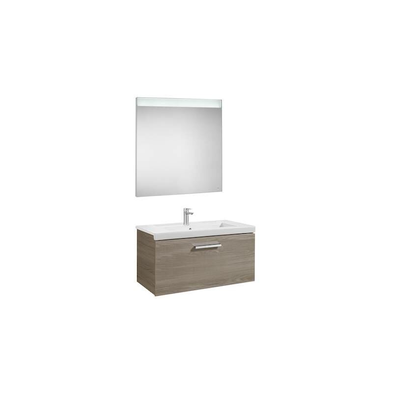

Mueble de baño Roca Prisma con lavabo y espejo LED 800x460x424mm Fresno