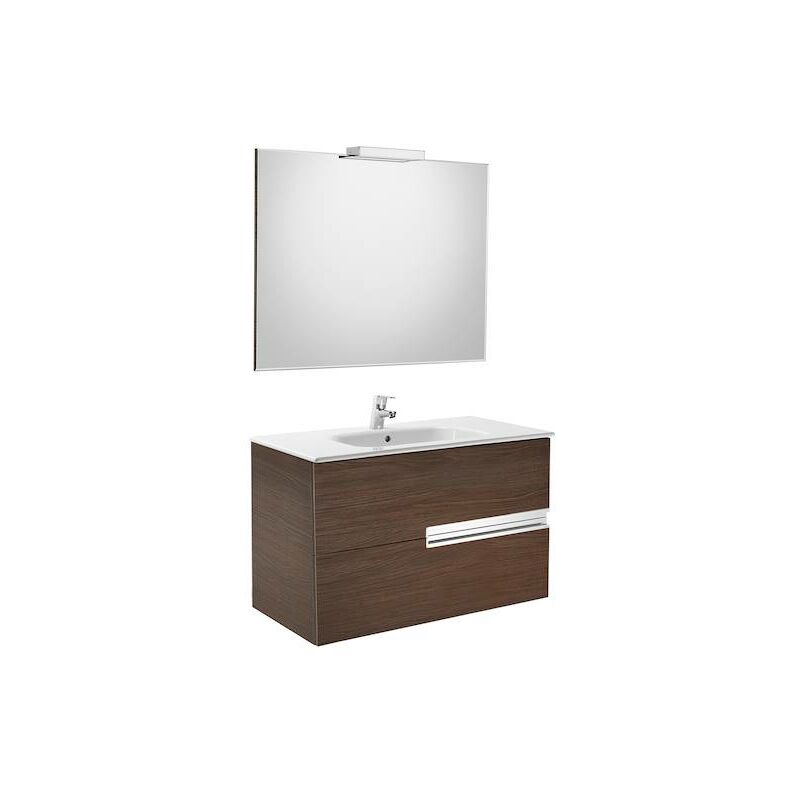 

Mueble de baño Roca Victoria-N con lavabo, espejo y aplique LED 900x460x565mm Wenge Texturizado