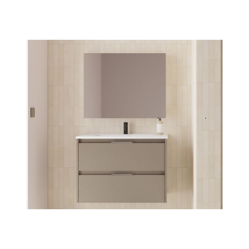 

Mueble de baño suspendido 80 cm Minnesota Fumé arenado con lavabo | 80 cm - Standard - Humo