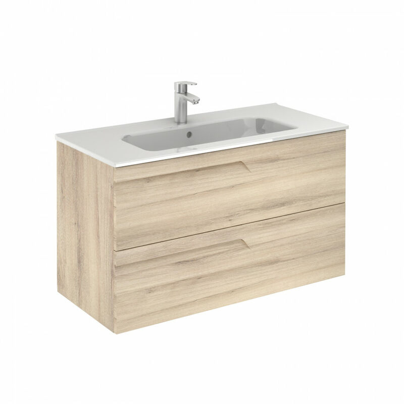 

Mueble de baño y espejo 2 cajones Vitale 100x46 Beige nature - Royo