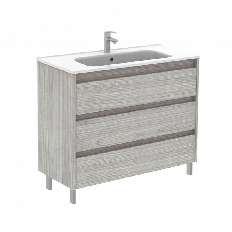 

Mueble de baño y espejo 3 cajones Sansa 100x46 Gris arenado - Royo