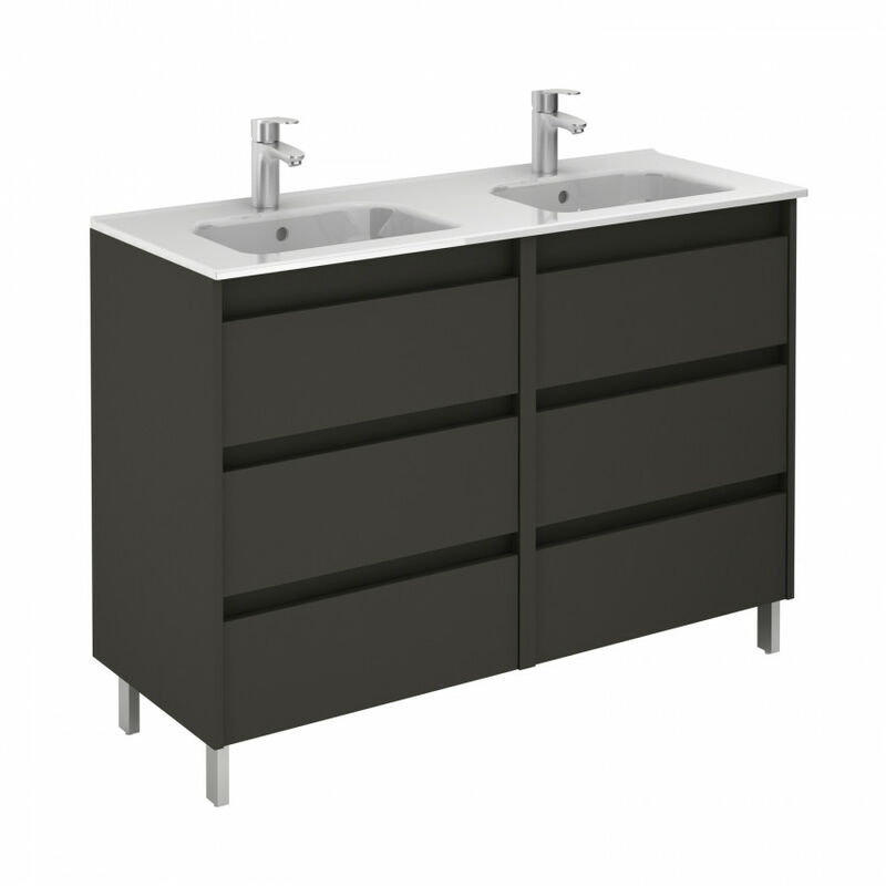 

Mueble de baño y espejo 6 cajones Sansa 120x46 Antracita - Royo