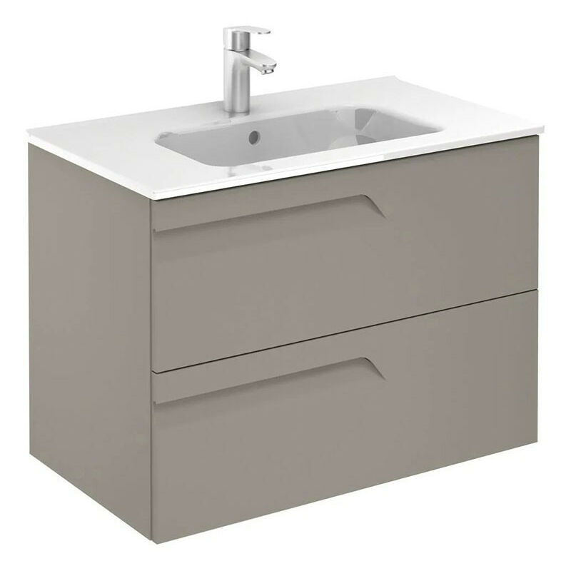 

Mueble de baño y lavabo 2 cajones 60x38 Fumé mate