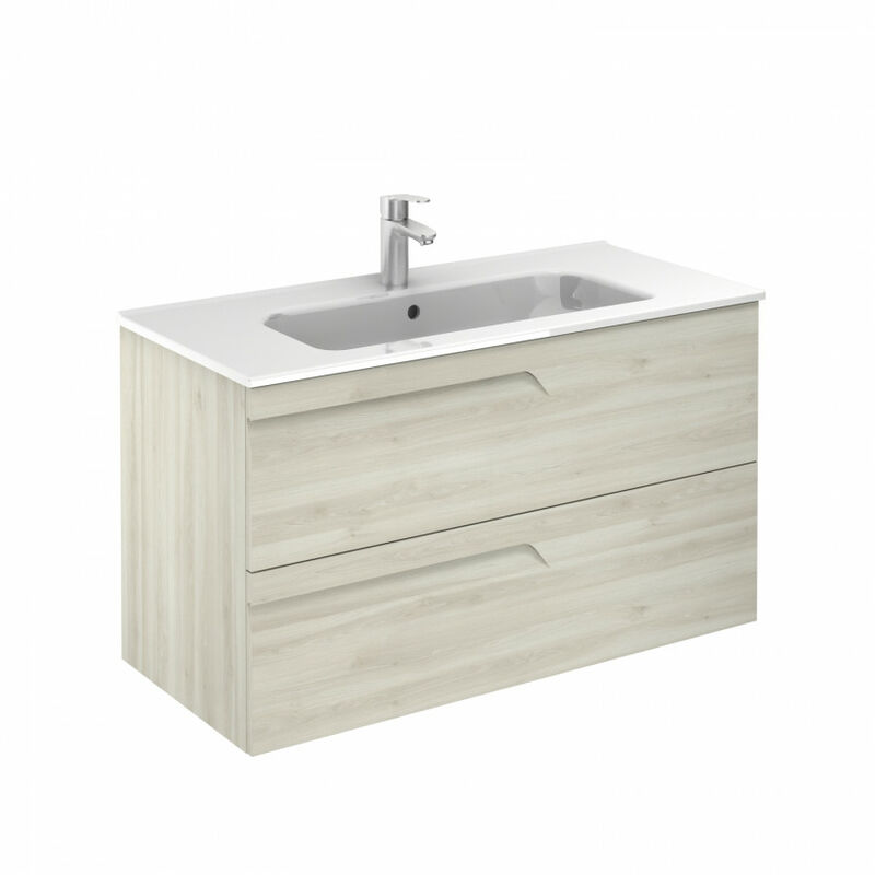 

Mueble de baño y lavabo 2 cajones Vitale 100x46 Blanco Nature - Royo