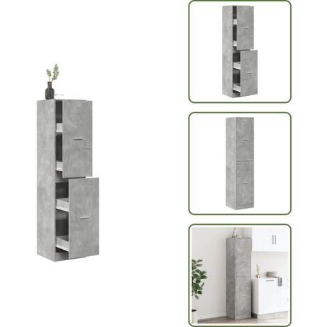 Mueble de boticario - vidaXL Armario botiquín madera ingeniería gris hormigón 40x41x144,5 cm - Armario de madera
