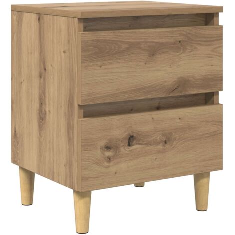 Mueble de cama con cajón Roble artesanal 40 x 35 x 50 cm