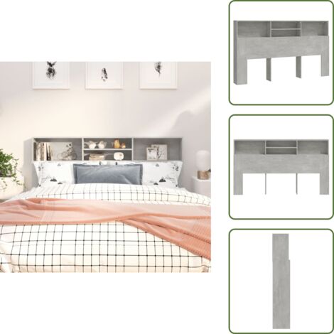 Mueble de cama - vidaXL Mueble cabecero gris hormigón 180x19x103,5 cm - Almacenamiento para dormitorio