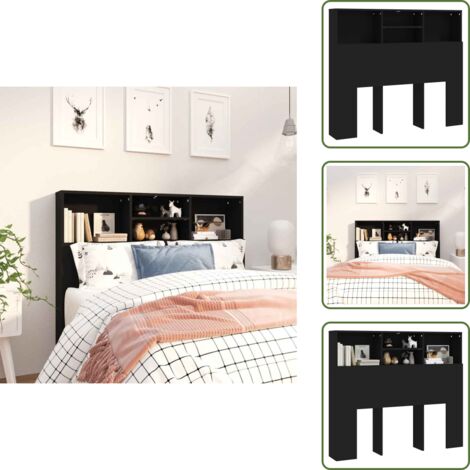 Mueble de cama - vidaXL Mueble cabecero negro 120x19x103,5 cm - Armario negro