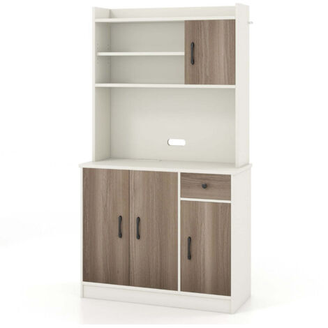 Mueble de cocina 100 x 40 x 180 cm gran capacidad de almacenaje diseño moderno madera de ingeniería blanca 200010225