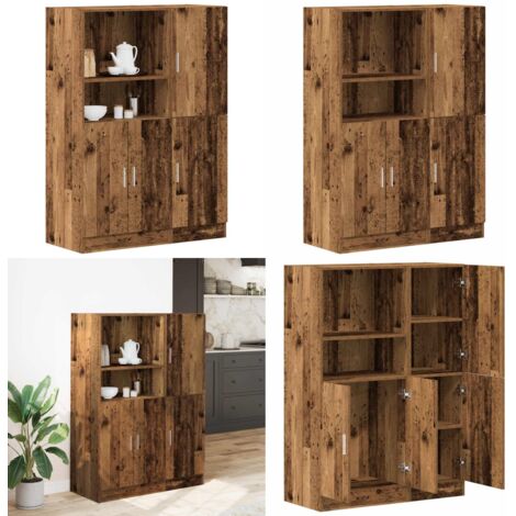 Mueble de cocina 2 piezas madera contrachapada madera vieja - Muebles de cocina - Almacenamiento de cocina