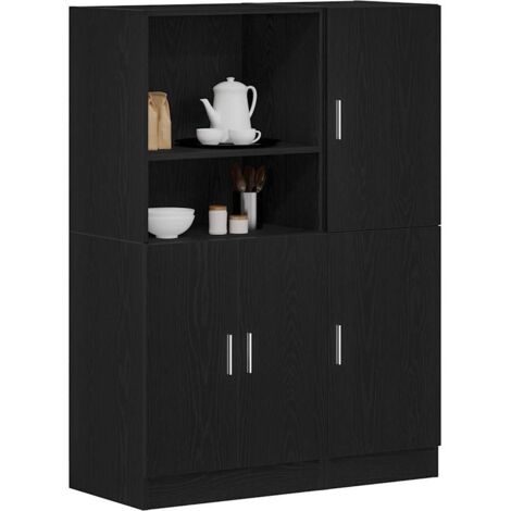 Mueble de cocina 2 piezas madera contrachapada negro